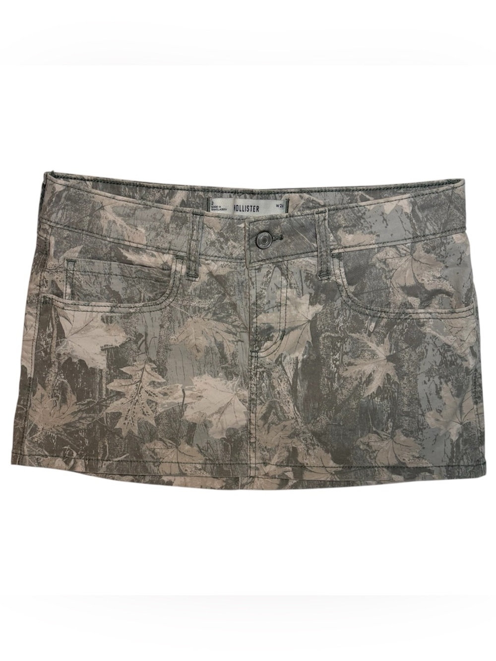 Hollister Low Rise Camo Mini Skort W26 Y2K Leaf Print